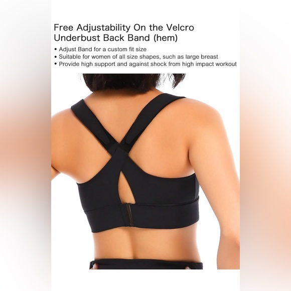 Amazon-Starrylion Womens Front Zip High Impact Sports Bra Full Adjustable Straps - Picture 3 of 6